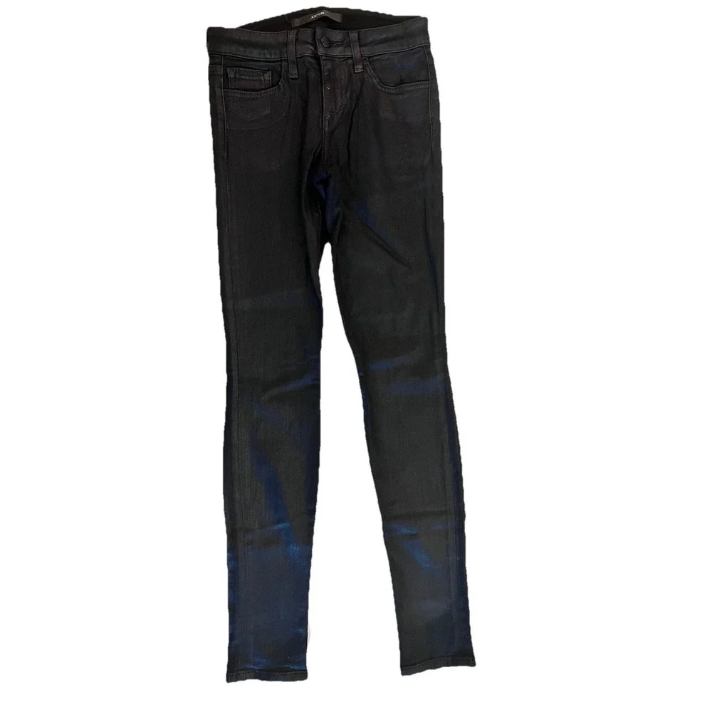 Joes Jeans Womens 25 Black‎ Wax Coated The Skinny Cotton Spandex
